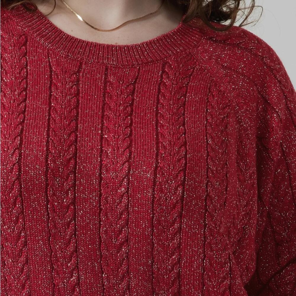 NWT Athleta decadent red metallic crew neck sweater - Picture 2 of 13